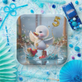 第5誕生日アヒル踊りイン雨の中 ペーパープレート (パーティー)