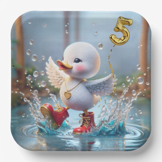 第5誕生日アヒル踊りイン雨の中 ペーパープレート (正面)