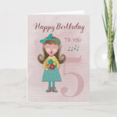第5誕生日ガール歌唱ハッピーバースデーカード カード (正面)