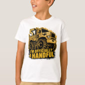 第5誕生日ギフトボーイズ女の子一握りモンスタートラック Tシャツ (正面)