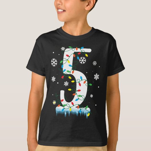第5誕生日クリスマススノーフレーク5歳の子供 Tシャツ (正面)