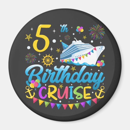 第5誕生日クルーズBデイパーティーサークル マグネット (正面)