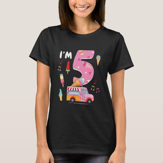 第5誕生日クルーIce Cream Truck I m 5歳 Tシャツ (正面)