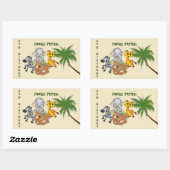 第5誕生日ジャングルサファリエレファントゼブラタイガー 長方形シール (シート)