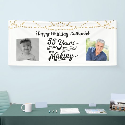 第5誕生日ストリングライトレトロ2枚 横断幕 (トレードショー)