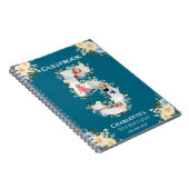 第5誕生日ティール(緑がかった色)フォトイエローフラワーゲストブック ノートブック (右側)