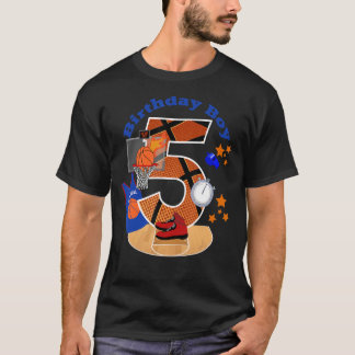第5誕生日バスケットボール大会第5歳男の子 Tシャツ