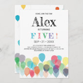 第5誕生日バルーンパーティの招待状 招待状 (正面/裏面)