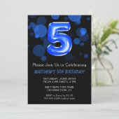 第5誕生日バルーン子供ブルーボーイパーティー 招待状 (スタンド正面)