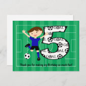 第5誕生日ブルーとブラックのサッカーゴールはがき ポストカード (正面/裏面)