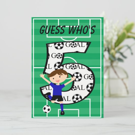 第5誕生日ブルーとブラックサッカーゴールv2 招待状 (スタンド正面)