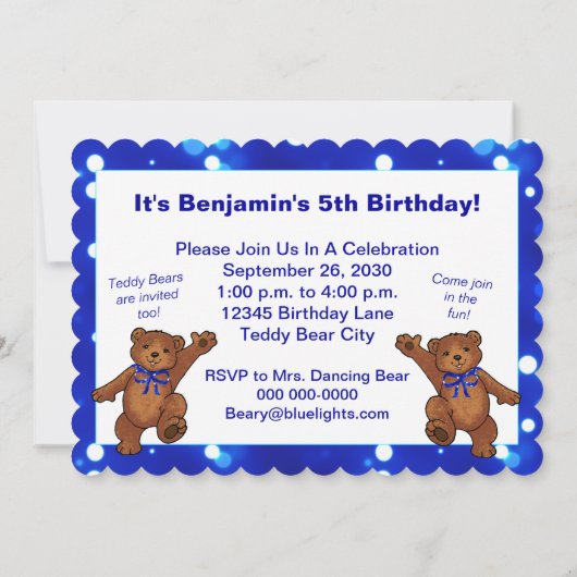 第5誕生日ベアパーティーフォカスタムト招待状 招待状 (裏面)