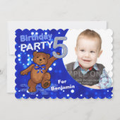 第5誕生日ベアパーティーフォカスタムト招待状 招待状 (正面)