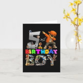 第5誕生日ボーイイタリアンブレインロ子供へッド カード (黄色い花)