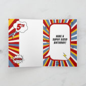 第5誕生日ボーイスーパーヒーロー漫画テーマ カード (内部)