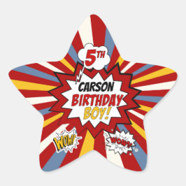 第5誕生日ボーイスーパーヒーロー漫画名 星シール