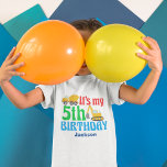 第5誕生日ボーイ建築車パーティーキッズ Tシャツ<br><div class="desc">建築車やトラックが好きな子供のための可愛い5歳の誕生日の子供のTシャツ。これは黄色のセメントミキサーとディナーの隣に私の5番目の誕生日と青のあなたの子供の名前が表示される。小さな素晴らし男の子のためのパーティーティー車に。</div>