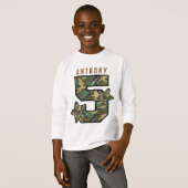 第5誕生日ボーイ迷彩柄アンドスターズ名前をカスタムするV01E Tシャツ (正面フル)