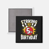 第5誕生日ボーリングテーマの誕生日への打撃 マグネット (正面/裏面)