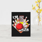 第5誕生日ボーリングテーマ5歳おもしろいB日 カード (黄色い花)