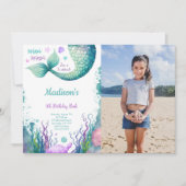 第5誕生日マーメイドフォト招待状 招待状 (正面)