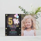 第5誕生日ユニコーン誕生日招待状写真 招待状 (スタンド正面)