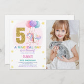 第5誕生日ユニコーン誕生日招待状写真 招待状 (正面/裏面)