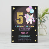 第5誕生日ユニコーン誕生日招待状 招待状 (スタンド正面)