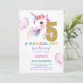 第5誕生日ユニコーン誕生日招待状 招待状 (スタンド正面)