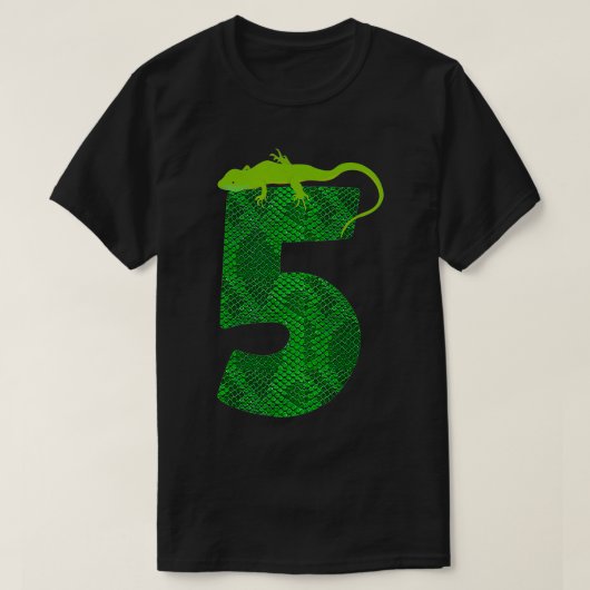 第5誕生日リザード5爬虫類テーマパーティー5年 Tシャツ (デザイン正面)