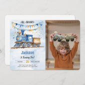 第5誕生日列車のパーティー写真 招待状 (正面/裏面)