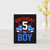 第5誕生日女子ボーイズ5歳アイスホッケー カード (黄色い花)