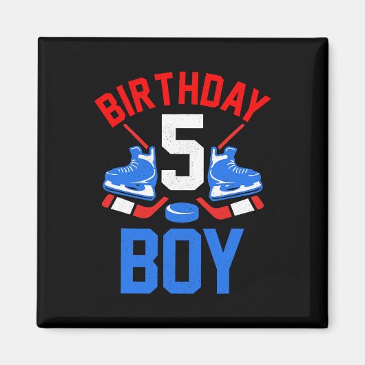 第5誕生日女子ボーイズ5歳アイスホッケー マグネット (正面)