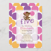 第5誕生日小さい猿の誕生日の招待状5 招待状 (正面/裏面)