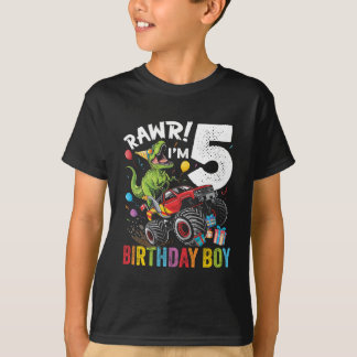 第5誕生日少年の恐竜モンスターギフト Tシャツ
