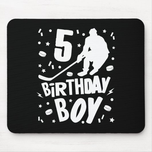 第5誕生日少年アイスホッケーキッズ5歳パーティー マウスパッド (正面)