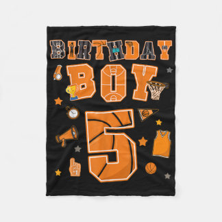 第5誕生日少年5年バスケットボールパーティー5年 フリースブランケット