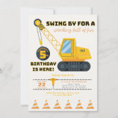 第5誕生日建築クレーン招待状 招待状 (正面)