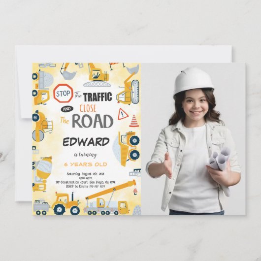 第5誕生日建築ボーイフォト招待状 招待状 (正面)