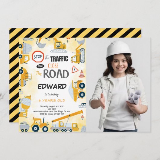 第5誕生日建築ボーイフォト招待状 招待状 (正面/裏面)