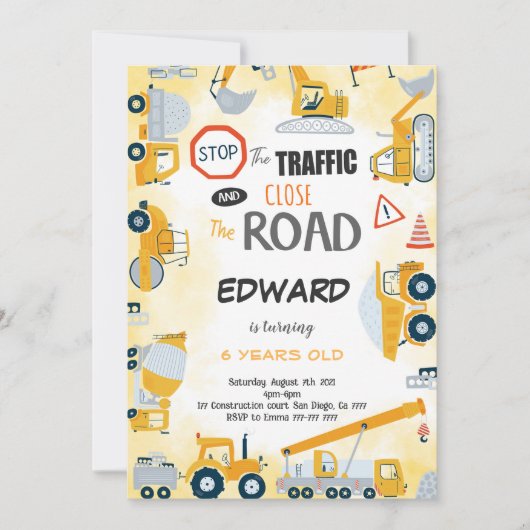 第5誕生日建築ボーイ招待状 招待状 (正面)