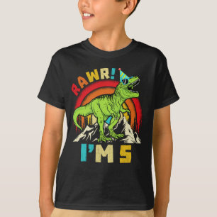 第5誕生日恐竜TレックスラーI'm 5 For Boys Tシャツ