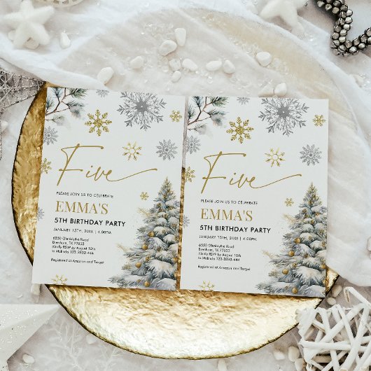 第5誕生日招待状ウィンターファイブ誕生日 招待状