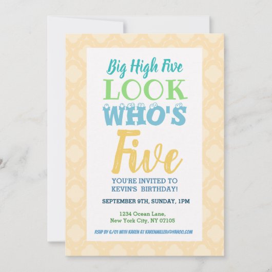 第5誕生日招待状文言 招待状 (正面)