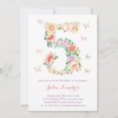 第5誕生日招待状蝶と女の子 招待状 (正面)