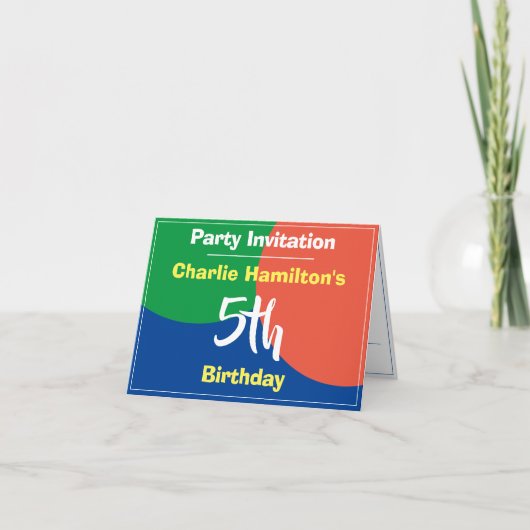 第5誕生日招待状 ノートカード (正面)