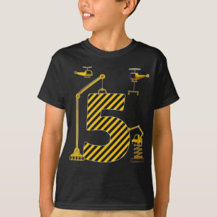 第5誕生日掘削機建築車両パーティー Tシャツ