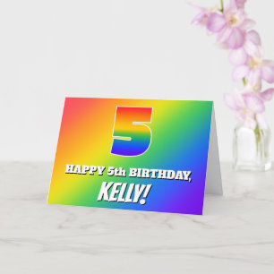 第5誕生日数々の色虹パターン番号5 カード
