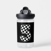 第5誕生日第市松模様に5位カーレース国旗 ウォーターボトル (正面)