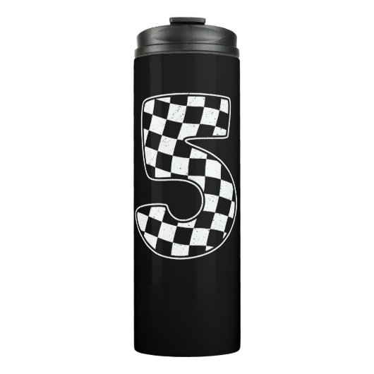第5誕生日第市松模様に5位カーレース国旗 タンブラー (正面)